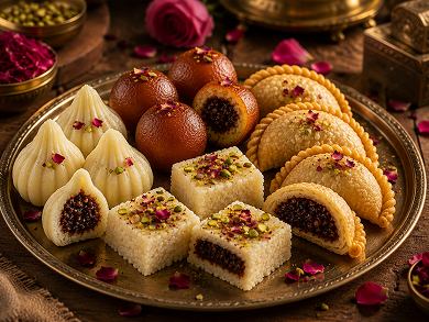 Horeca – golden pastry on wooden board for bulk supply