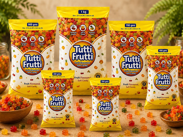 Tutti Frutti – colourful mixed candy pieces in bowl
